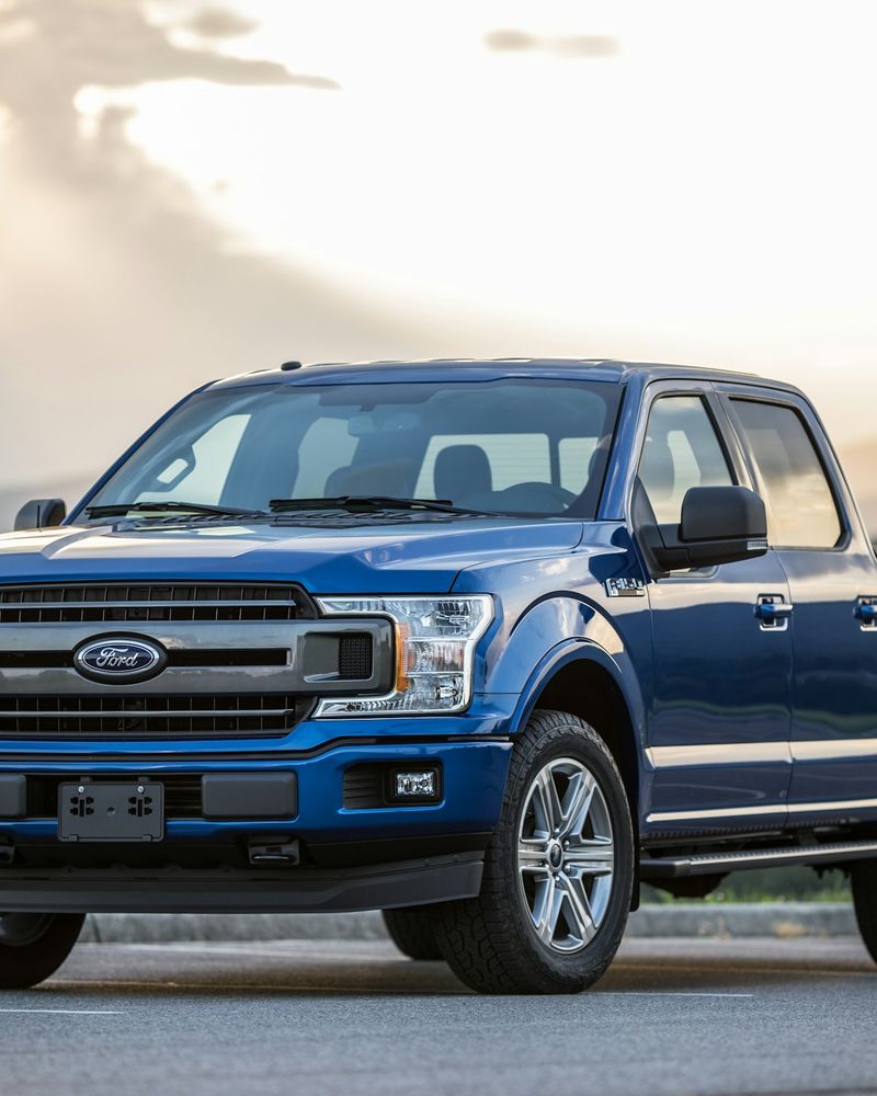 Blue full-size pickup truck